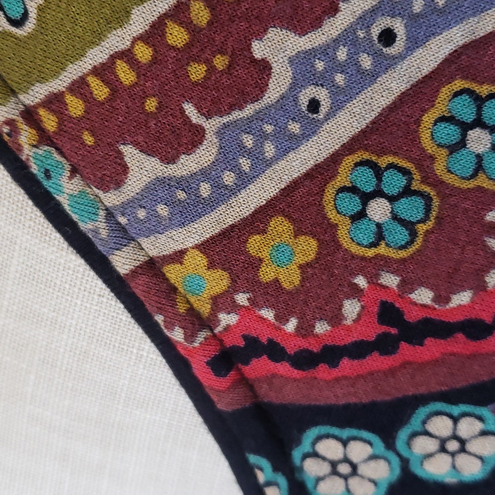 Vintage Black Boho Paisley Dress Tunic Jewel Tone Floral 3/4 Sleeve | SIZE SMALL - Picture 13 of 17